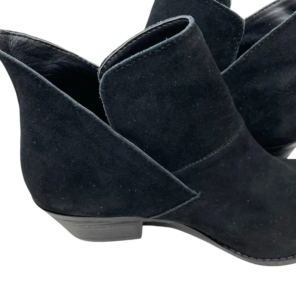 Me Too Zena14 Size 7.5M Women’s Black Suede Leather Ankle Booties New In Box